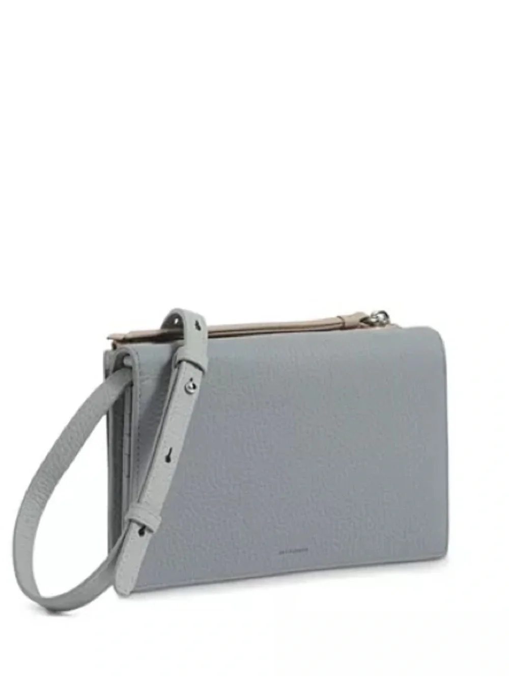 AllSaints Sage Green Pebbled Leather “Fetch” Crossbody Bag with Chain Strap - Picture 5 of 12